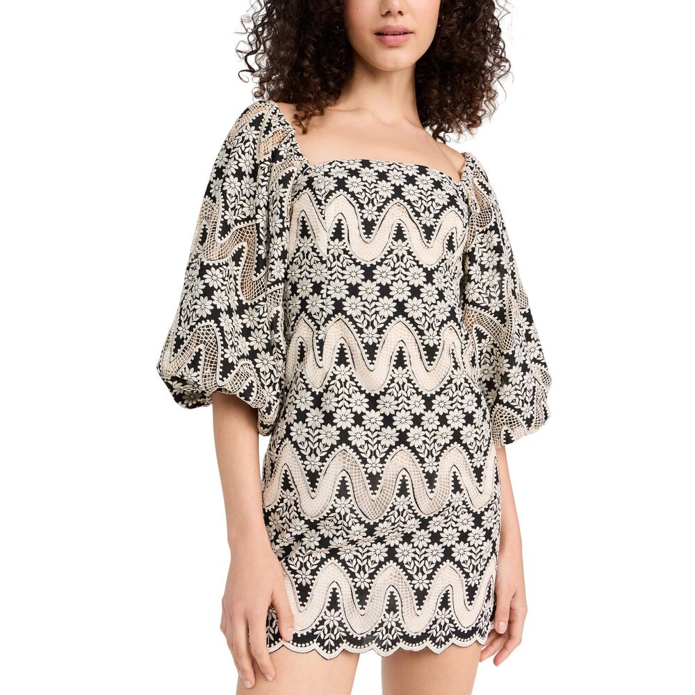 Cara Cara Embroidered Black And White Montauk Dress Size S